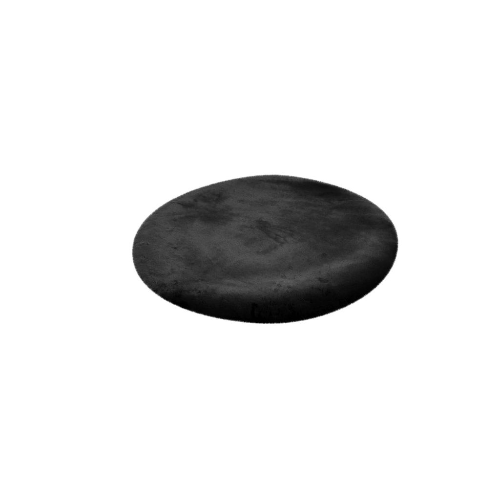 Szőnyeg, kör alakú, szőrme, fekete, poliészter, 120 cm - TOUDOU - Butopêa termék 2. képe